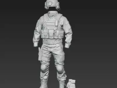 Military clothing set  Helmet  Gloves  Military boots 3D model