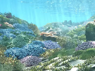 3D Cartoon Underwater Coral Reef Habitat Ocean Version 2 Low-poly 3D model