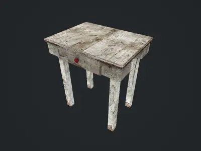 Old Table Low-poly 3D model 2