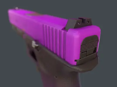 Purple Glock 17 with magazine Low-poly 3D model