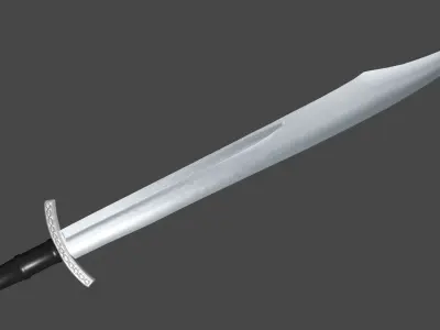 Falchion sword with Caroling handle Low-poly 3D model
