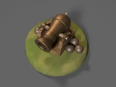 Simple game-ready Cannon Low-poly 3D model