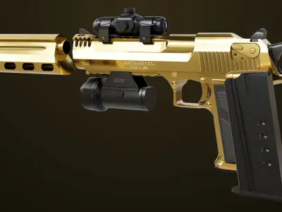 Pistol 10 Gold Generic All PBR UE Textures Low-poly 3D model