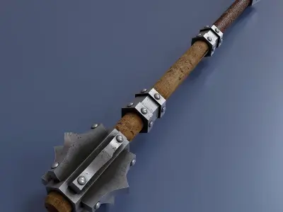 Set of five maces Low-poly 3D model