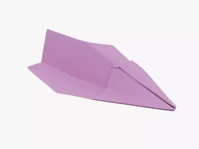 Paper Plane Pink Low-poly 3D model