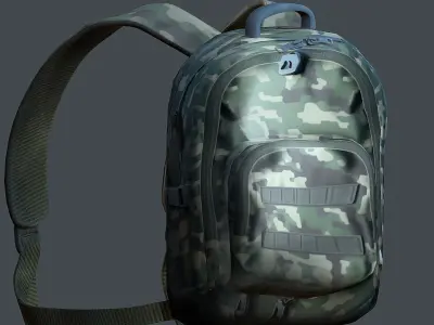 Backpack military combat Black baggage bag luggage Low-poly 3D model purchase