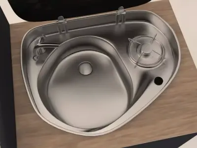 RV 304 stainless steel vegetable sink with lid gas stove sink 3D model