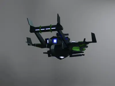 spaceship flying in sky Low-poly 3D model purchase