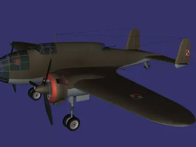 PZL 37 Los version B Low-poly 3D model