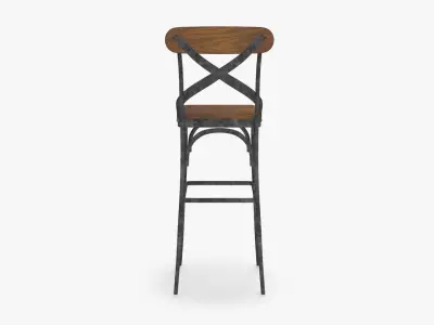 Abdullah Solid Wood Counter Bar Stool 3D model