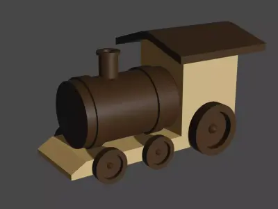 Beautiful low poly Train locomotive  Low-poly 3D model