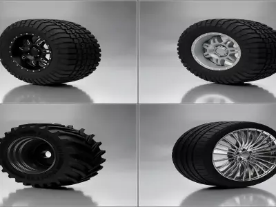 Realistic Wheels  Tires 3D Pack Off Road Sport  Truck Collection 3D model