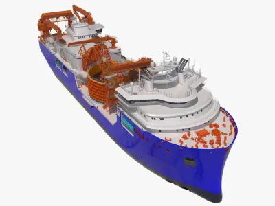 Cable Layer Vessel Blue 3D model