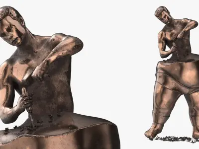 Man Sculpting Body Statue Bronze 3D model