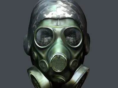 Gas mask helmet 3d model military combat Low-poly Low-poly 3D model 11