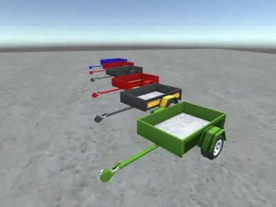 LowPolyTrailers different colored trailers in environment Low-poly 3D model