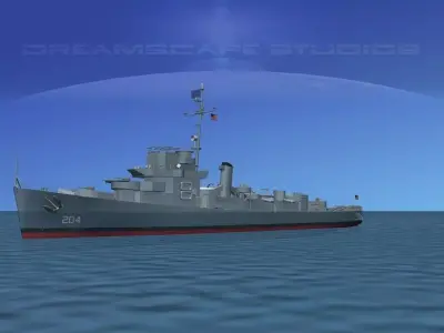 Destroyer Escort DE-204 USS Jordan 3D model