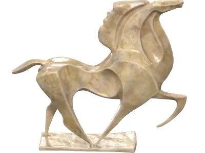 Horse abstract marble statues Low-poly 3D model