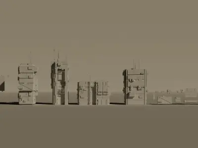 Sifi Buildings Low-poly 3D model