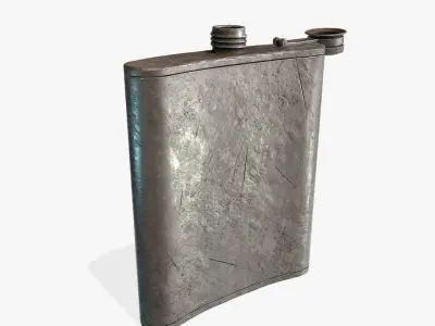 Antique Silver flask Low-poly 3D model