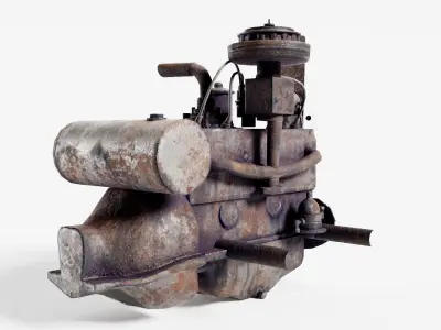 vintage car inline engine  vehicle part da1 Low-poly 3D model