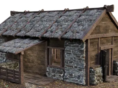 Medieval House 11 PBR 4K GameReady Low-poly 3D model