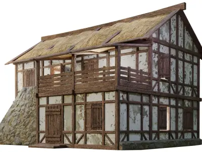 Medieval House 08 PBR 4K GameReady Low-poly 3D model