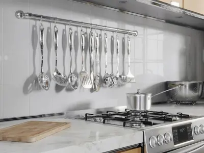  Nine Stainless Steel Hanging Utensils Models 