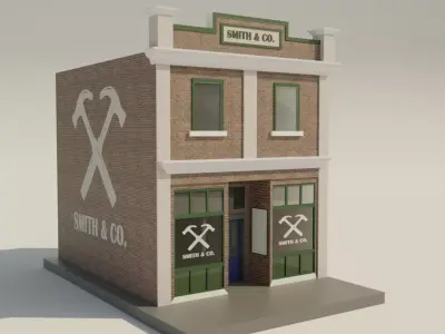 Low-poly Small Town Hardware Store Low-poly 3D model