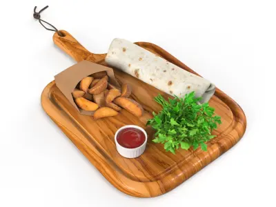  Wrap with Potato Wedges and Greens 