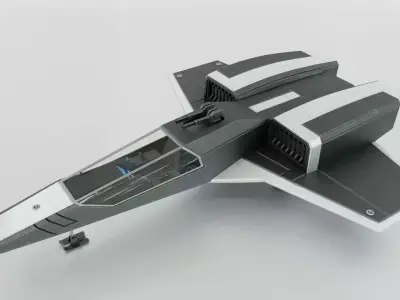 Sci Fi Fighter Jet with Interior Cockpit Low-poly 3D model