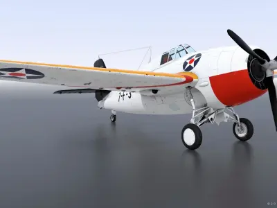 F4F-3 WILDCAT VF7 - 7F3 Low-poly 3D model