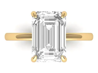 Emerald Solitaire Ring 3D print model 13
