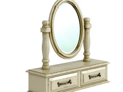 Victorian Mirror Desk Old White 3D model