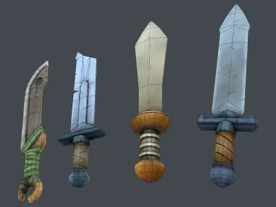 Stylized sword set Low-poly 3D model