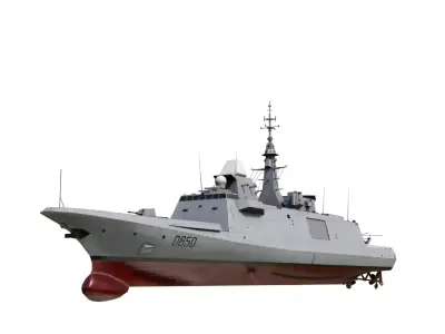 FREMM class Frigate FS Aquitaine-class Frigate Low-poly 3D model
