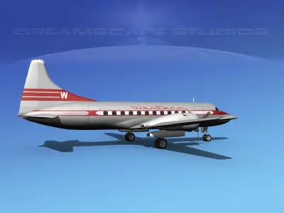 Convair CV-340  Western Airlines 3D model