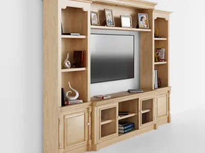 Virginia Antique White Entertainment Center 3D model
