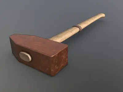 Hammer - Copper Low-poly 3D model