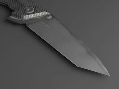 Modern Flip Knife Carbon Fiber Low-poly 3D model