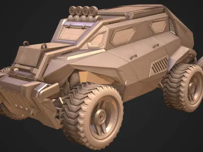 Sci-FI Armored Police Car PBR Low-poly 3D model