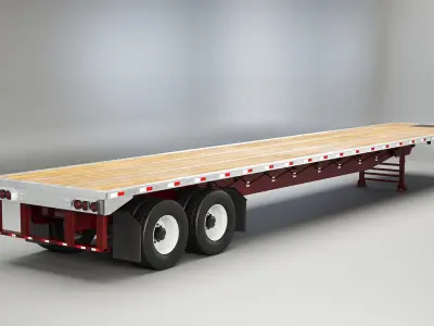 Flatbed Semi-Truck Trailer  purchase 3D model