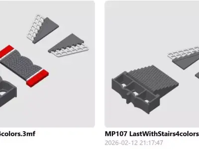 Double Edge Platform front stairs 1-87 FDM color 3D print model