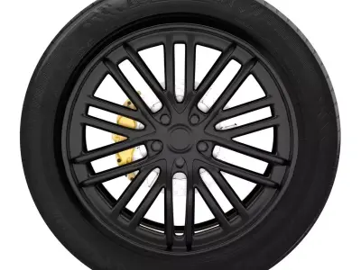 Realistic RIM and Tire 02 Subdivision ready 1K 2K 4K  Low-poly 3D model