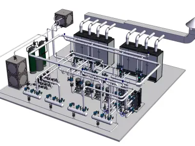Boiler Room  Gas-fired Boiler Heating System 3D model