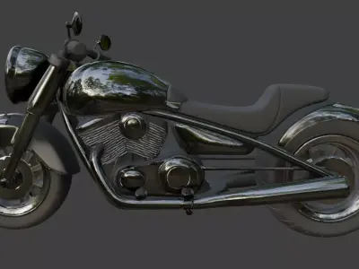 Cartoon Black Motorcycle 3D Model 3D model