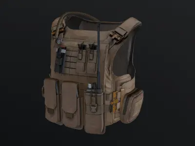 Tactical vest Low-poly 3D model 6