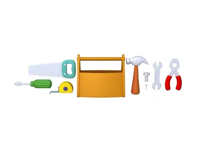 Garage Tools Cartoon 3D model