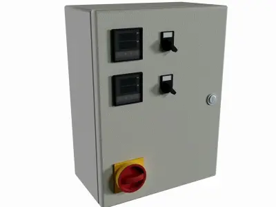 Industrial temperature control Box with switches and PIDs model Low-poly 3D model