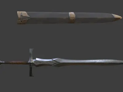 Sword-Short Sword-Sword Case Low-poly 3D model
